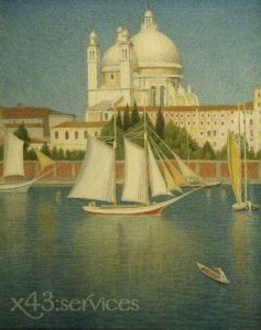 Reproduktion nach Joseph Edward Southall - Der Salute von der Giudecca in Venedig